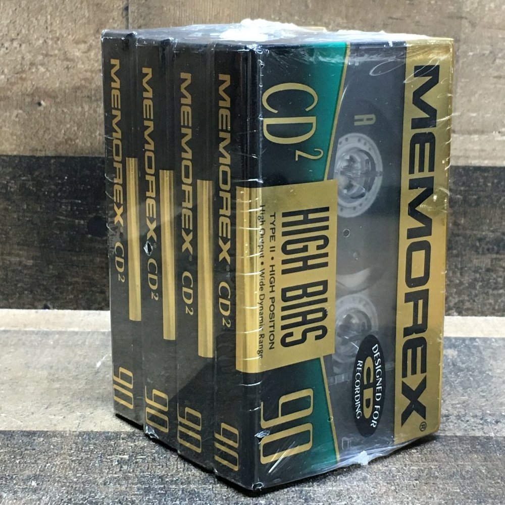 MEMOREX CD2 HIGH BIAS Type II Lot Of (4) Cassette Tapes HBII 90Minute SEALED NOS